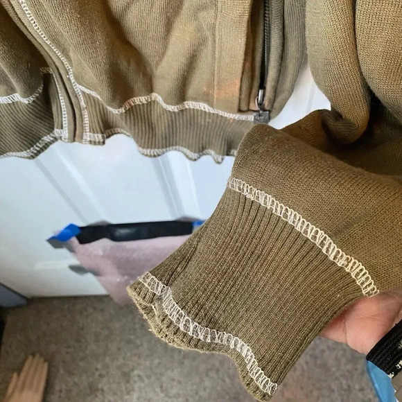 VTG Y2K Blac Label Full Zip Jacket Khaki Spell out Embroidered Unsex 2X Cotton - Picture 10 of 12